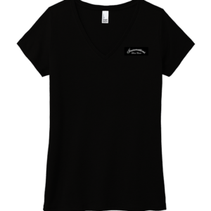Ladies District Fitted V-Neck T-shirt w/left chest and full back print