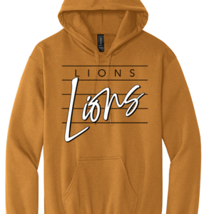 # 2 Lion Script logo Mustard Hoodie