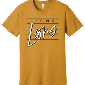 # 2 Lion Script Logo Mustard Bella T-shirt