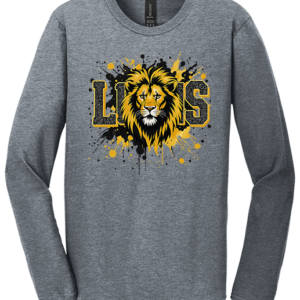 # 3 Lion Splatter Sport Grey Long Sleeve Cotton T-shirt