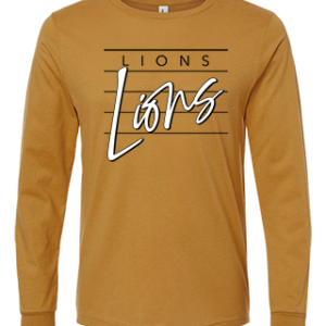 # 2 Lion Script Logo Mustard Long Sleeve T-shirt